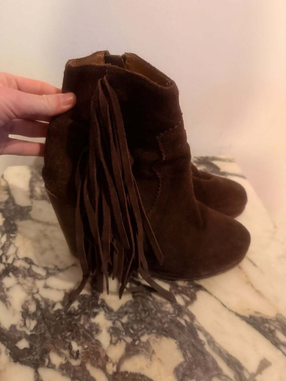 Jeffrey Campbell Brown Suede Fringe Boots